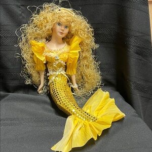 Yellow Mermaid Doll with Curly Hair